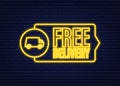 Free delivery. Neon icon. Badge with truck. Vector stock illustrtaion. Royalty Free Stock Photo