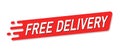 Free delivery red advertisement label, Special offer promotion price tag with shadow, Vector illustration Royalty Free Stock Photo