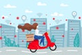 Free delivery scooter coronavirus Stay home city Royalty Free Stock Photo