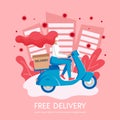 Free delivery scooter Stop coronavirus Stay home Royalty Free Stock Photo