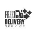 Free delivery service logo design template, black vector Illustration on a white background Royalty Free Stock Photo