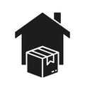 Free Delivery Service To Home Silhouette Icon. Order Shipping To The Door Glyph Pictogram. Address Delivery Service Royalty Free Stock Photo