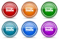 Free delivery silver metallic glossy icons, set of modern design buttons for web, internet and mobile applications in 6 colors Royalty Free Stock Photo