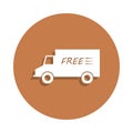 free delivery by truck icon in badge style. One of logistic collection icon can be used for UI, UX