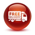 Free delivery truck icon glassy brown round button Royalty Free Stock Photo