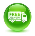 Free delivery truck icon glassy green round button Royalty Free Stock Photo