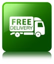 Free delivery truck icon green square button Royalty Free Stock Photo