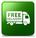 Free delivery truck icon green square button Royalty Free Stock Photo