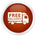 Free delivery truck icon premium brown round button Royalty Free Stock Photo