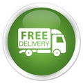 Free delivery truck icon premium soft green round button Royalty Free Stock Photo