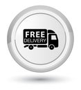 Free delivery truck icon prime white round button Royalty Free Stock Photo