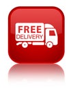 Free delivery truck icon special red square button Royalty Free Stock Photo