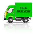 Free delivery truck shipping package from web shop