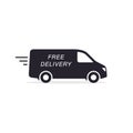Free Delivery Van truck icon, minibus isolated on white background. Vector simple illustration Royalty Free Stock Photo