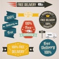 Retro free delivery badges vector elements