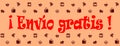 Free delivery written in spanish in red with a coral background and brown icons