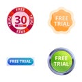 Free demo icons set cartoon vector. Free trial badge and sticker Royalty Free Stock Photo