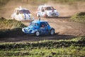 Free demonstration of stock car cross organized by enthusiasts to bring the audience to the sport.