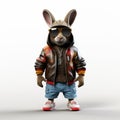 Hip-hop Inspired Rabbit Bunny In Glasses And Jacket