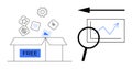 Free Digital Tools and Data Analysis Concept with Icons and Growth Chart Royalty Free Stock Photo