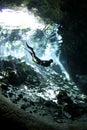 Free diver in cenote