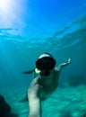 Free diver coming to surface Royalty Free Stock Photo