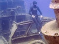 A free diver sitting on a ship wreck in Malta Royalty Free Stock Photo