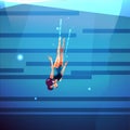 Free Diving girl in. diving into the bottom. ocean or sea diving Royalty Free Stock Photo