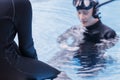 Free diving training on swimming pool Royalty Free Stock Photo