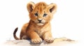 Free Download: Lion Cub Illustration In Studio Ghibli Style Royalty Free Stock Photo