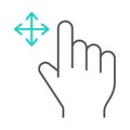 Free drag thin line icon, gesture and hand, swipe sign, vector graphics, a linear pattern on a white background.