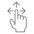 Free drag thin line icon. Transfer with touch vector illustration isolated on white. Click outline style design