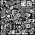 Abstract Black And White Illustration Inspired By Pre-columbian And Yupik Art