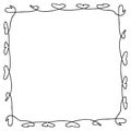 Free drawn romantic rectangular quadrate empty frame. Isolated vector illustration for decor and design Royalty Free Stock Photo