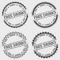 Free drinks insignia stamp isolated on white.