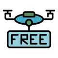 Free drone delivery icon color outline vector