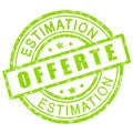 Free estimate in french. Green grunge stamp icon.