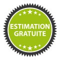 Free estimate in french. Real estate or product value. Green vector sticker. Royalty Free Stock Photo