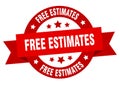 free estimates round ribbon isolated label. free estimates sign. Royalty Free Stock Photo