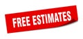 free estimates sticker. square isolated label sign. peeler