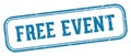free event stamp. free event rectangular stamp on white background Royalty Free Stock Photo