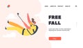 Free Fall Landing Page Template. Parachute Jumping Extreme, Female Skydiver Making Jump and Record Video on Smartphone Royalty Free Stock Photo