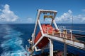 free fall life boat of a ship while underway stowed on it's cradle Royalty Free Stock Photo