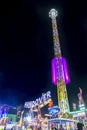 Free fall towerat night with beautiful lights