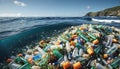 Free-floating industrial plastic waste in the ocean and on beaches, massively polluting coastal regions and waters