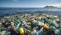 Free-floating industrial plastic waste in the ocean and on beaches, massively polluting coastal regions and waters