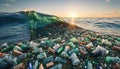 Free-floating industrial plastic waste in the ocean and on beaches, massively polluting coastal regions and waters