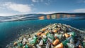 Free-floating industrial plastic waste in the ocean and on beaches, massively polluting coastal regions and waters