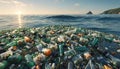 Free-floating industrial plastic waste in the ocean and on beaches, massively polluting coastal regions and waters