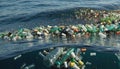 Free-floating industrial plastic waste in the ocean and on beaches, massively polluting coastal regions and waters